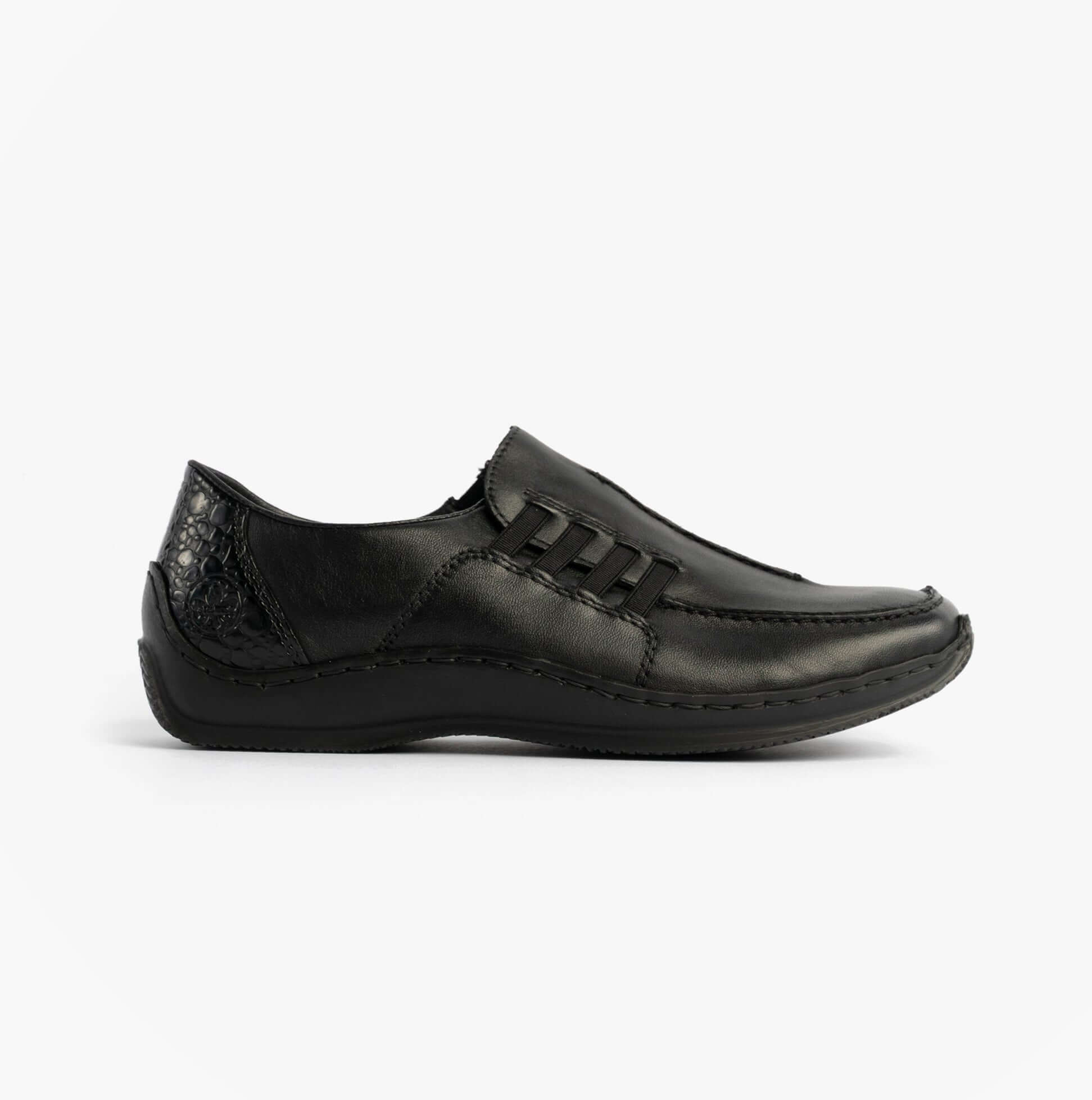 Rieker L1777-00 Celia Womens Slip-On Shoes Black | Shuperb