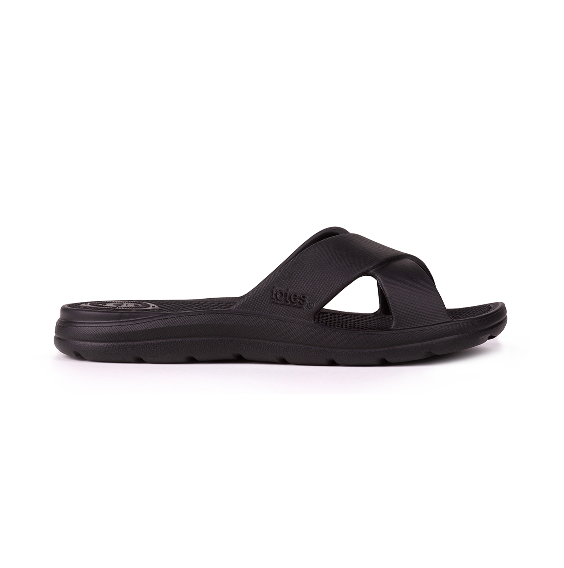 0359FBLK Womens Cross Slides Black
