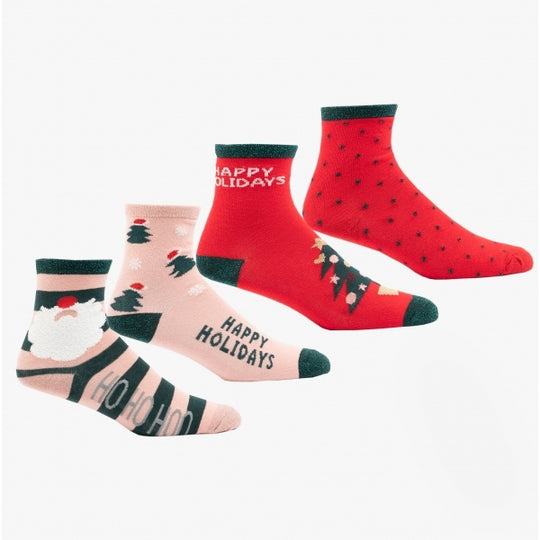 Vero Moda SNOWFLAKE Womens Cotton 4 Pack Socks Red/Multi