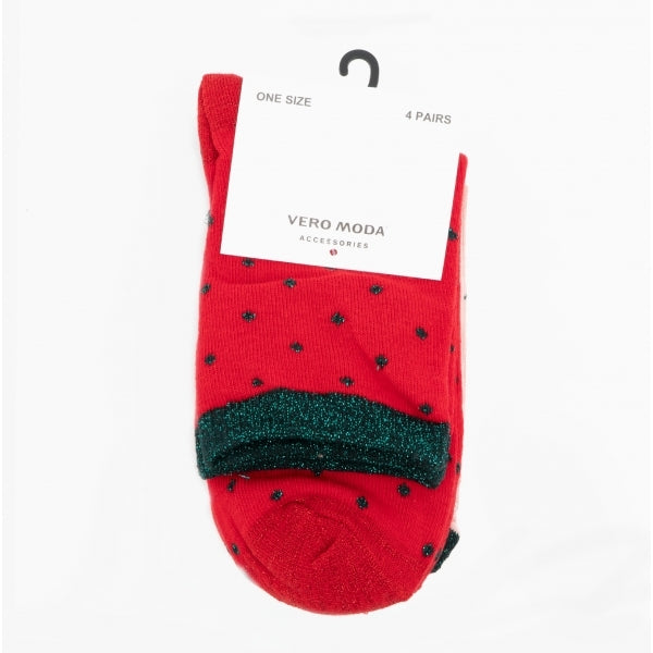 Joules SNOWFLAKE Womens Cotton 4 Pack Socks Red/Multi