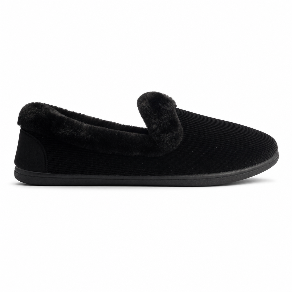 Padders REPOSE Womens (2E Fit) Full Slippers Black