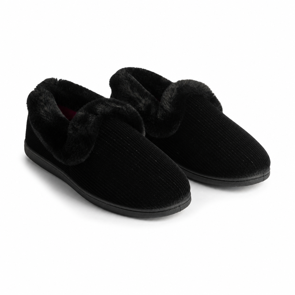 Padders REPOSE Womens (2E Fit) Full Slippers Black