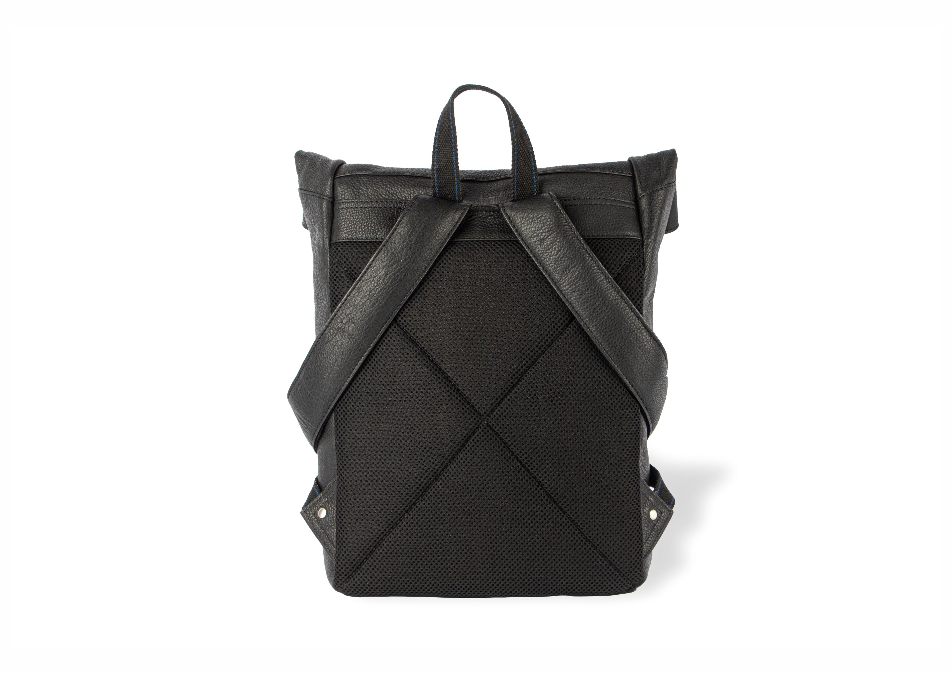 Silver Street London CLAUDE Mens Bags Black rear view showing adjustable straps and foldover design.