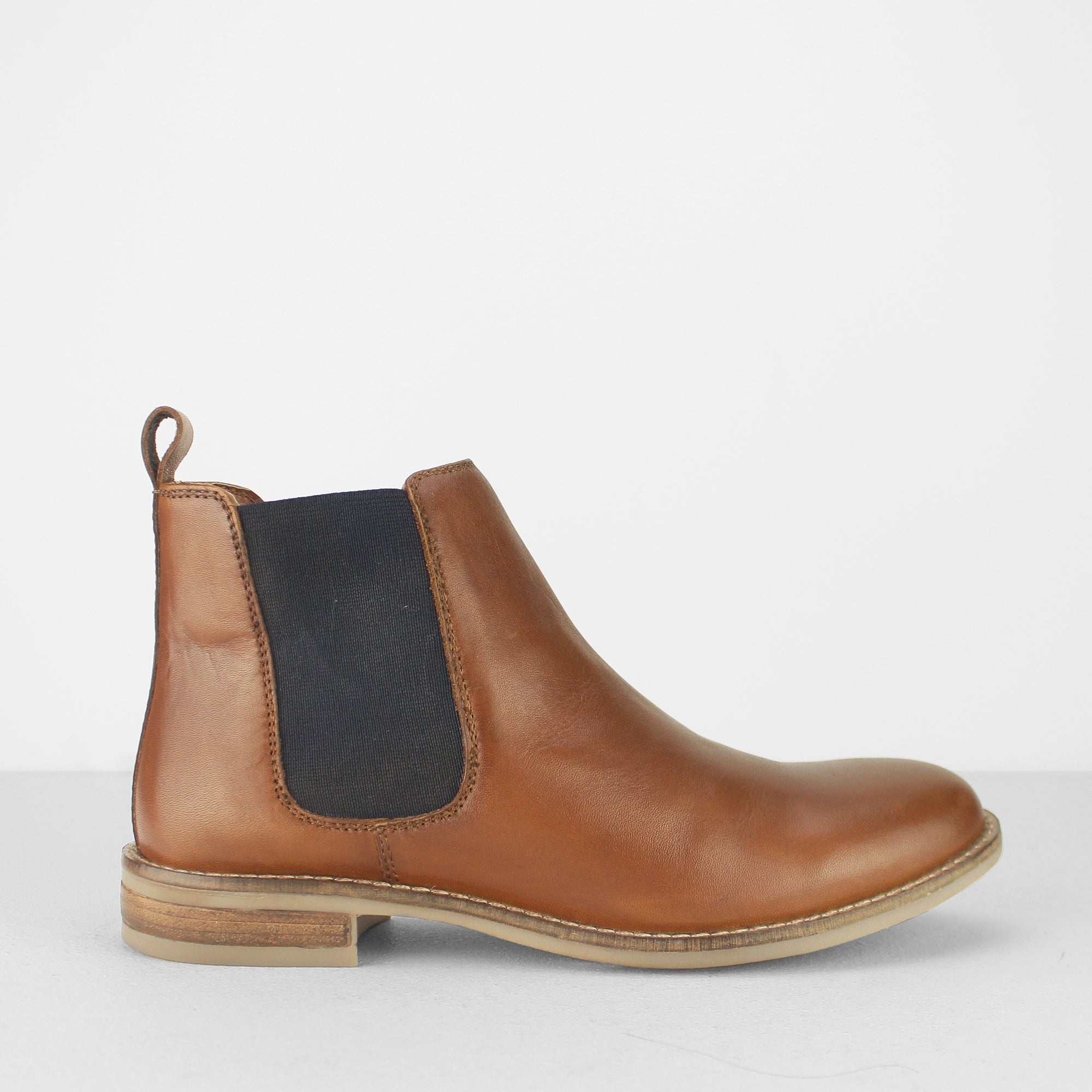 Cipriata ALEXANDRA Womens Leather Slip On Chelsea Boots Cognac