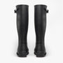 Barbour BEDE Mens Tall Wellington Boots Black back view showcasing waterproof rubber construction.