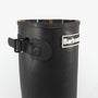 Barbour BEDE Mens Tall Wellington Boots Black detail view with buckle and interior design.