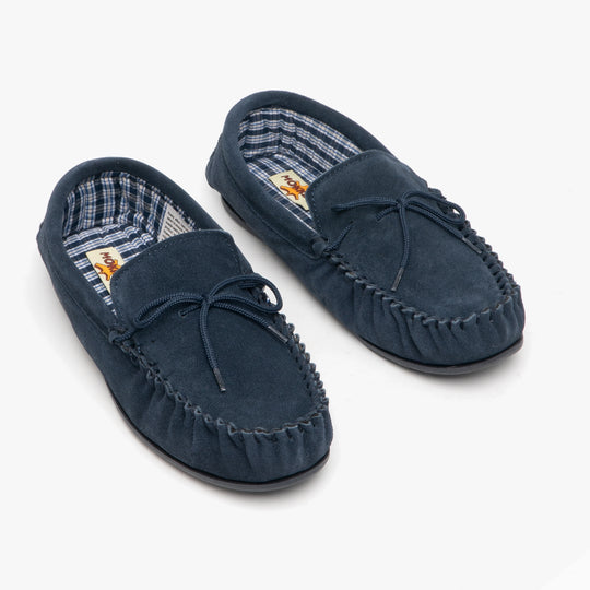 Mokkers BRUCE Mens Moccasin Slippers Navy