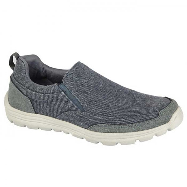 DEK TYNE Mens Denim Canvas Slip On Trainers Navy