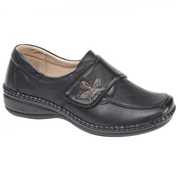 Boulevard IVY Womens Extra Wide (3E) Fit Touch Fasten Shoes Black