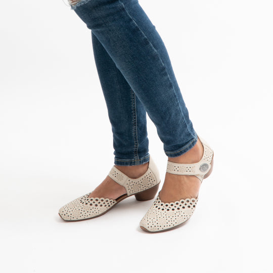 Rieker 43753 Womens Mary Jane Shoes Beige