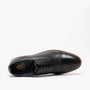 Top view of Base London CAST Mens Leather Brogue Shoes Black showcasing lace-up design and detailed perforations.