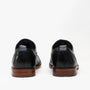 Base London CAST Mens Leather Brogue Shoes Black rear view showcasing smooth leather and detailed brogue design.