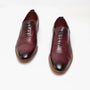 Base London CAST Mens Leather Brogue Shoes Bordo top view showing elegant oxford design and rich bordo color.