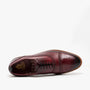 Base London CAST Mens Leather Brogue Shoes Bordo top view showcasing detailed leather design and lace-up closure.