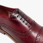 Base London CAST Mens Leather Brogue Shoes Bordo detail view showing burgundy leather and lace-up closure.