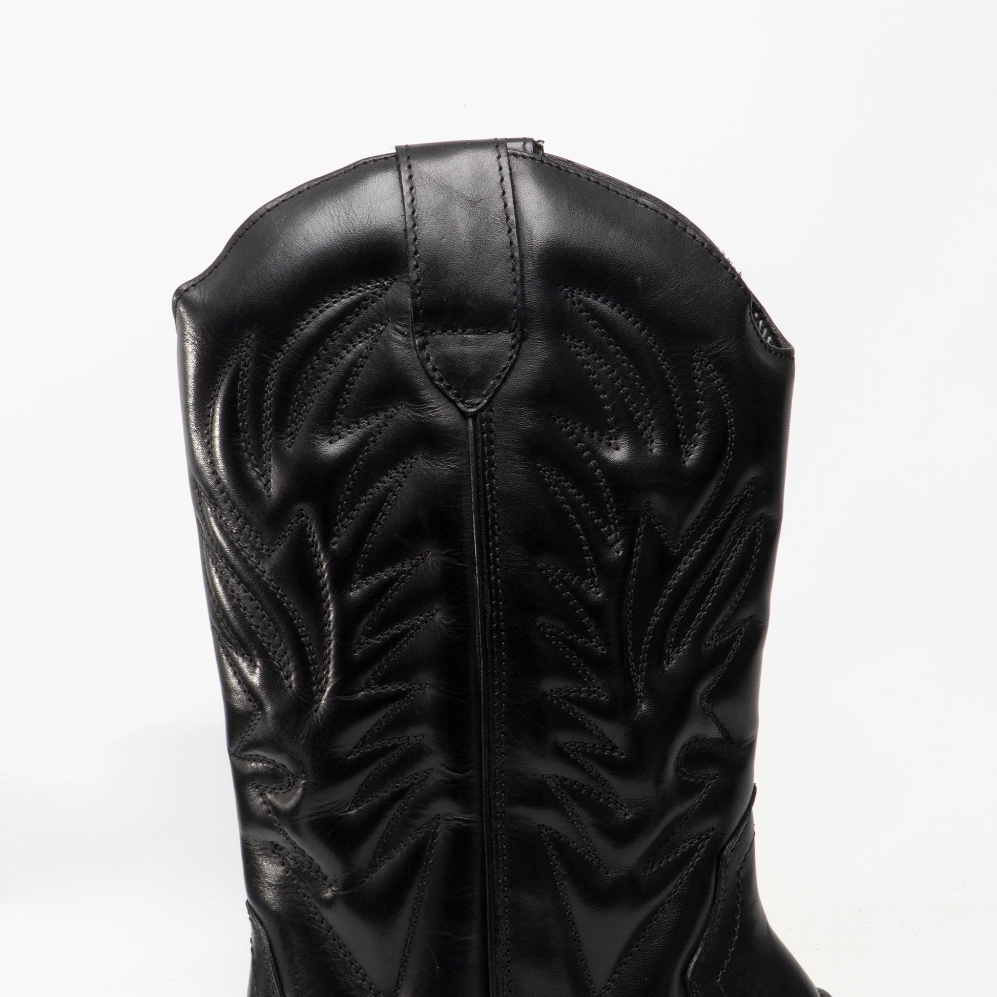 Woodland KANSAS Mens Calf Length Leather Cowboy Boots Black