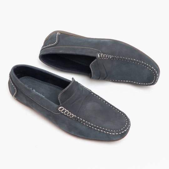Hush Puppies ROSCOE Mens Nubuck Loafers Navy