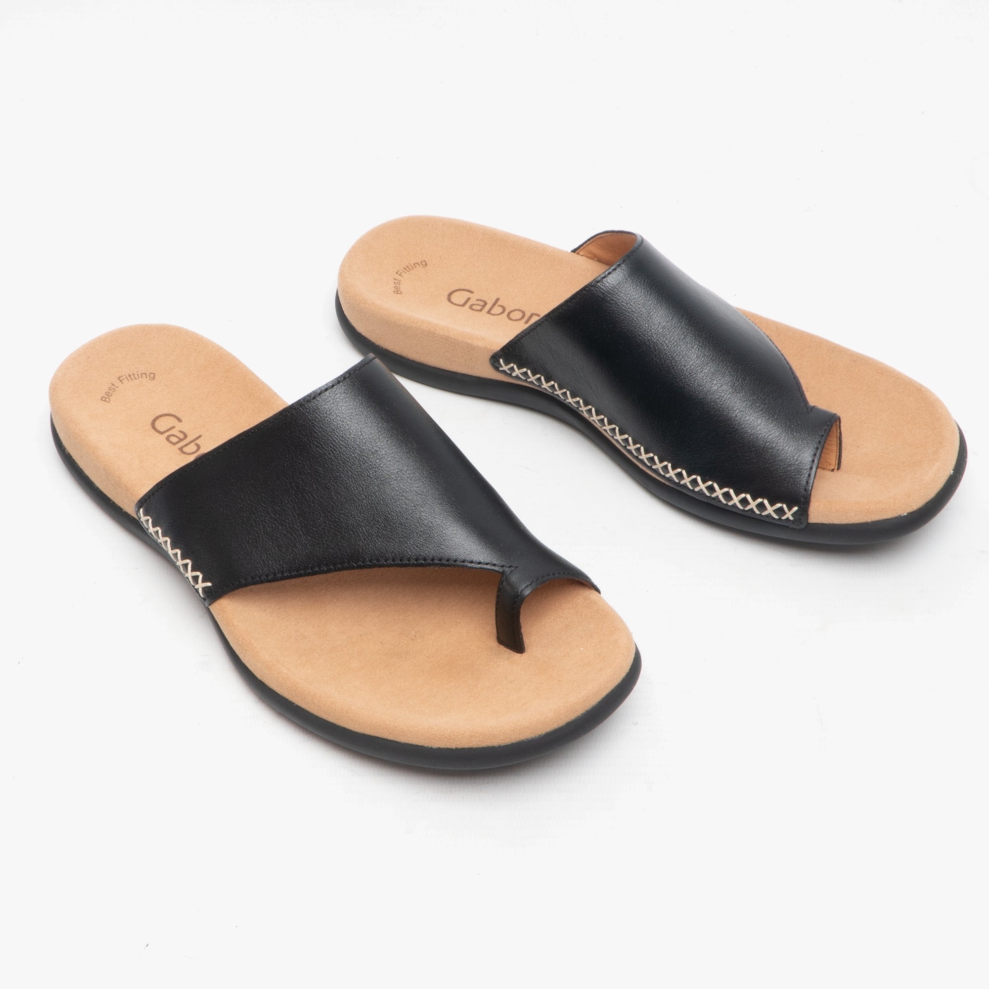 LANZAROTE Womens Leather Mule Sandals Black