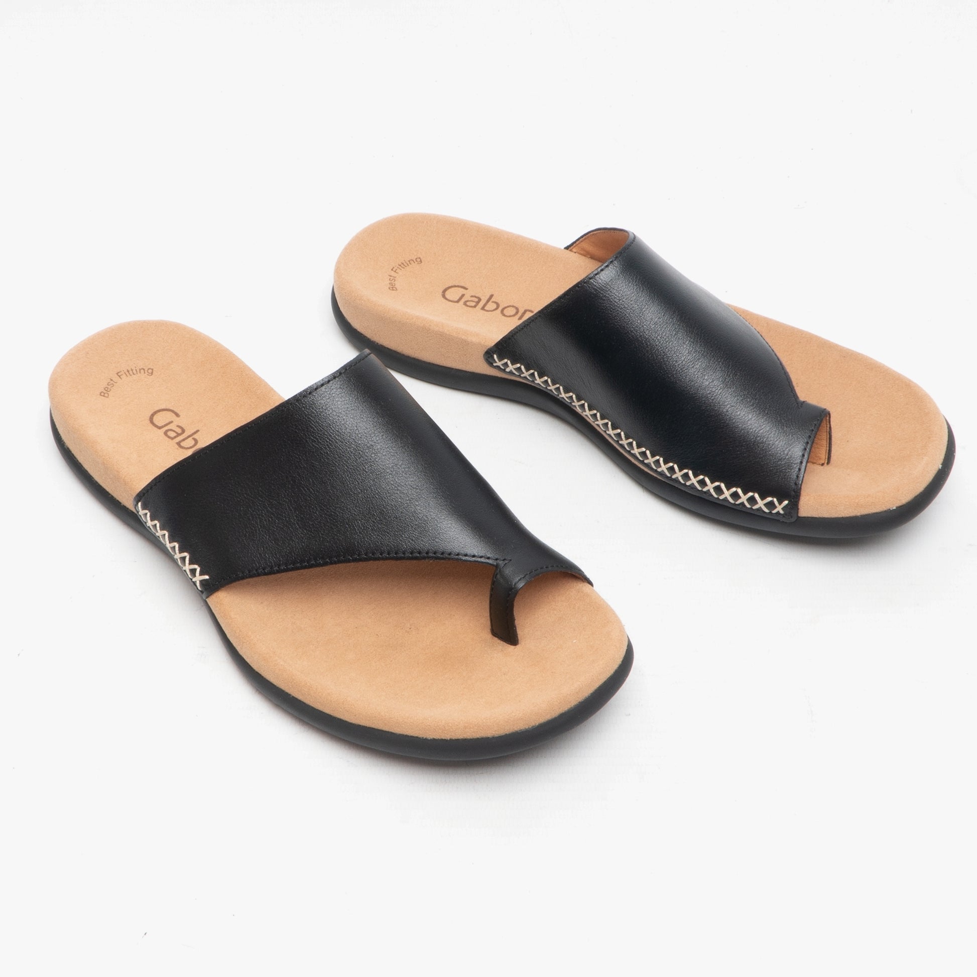LANZAROTE Womens Leather Mule Sandals Black
