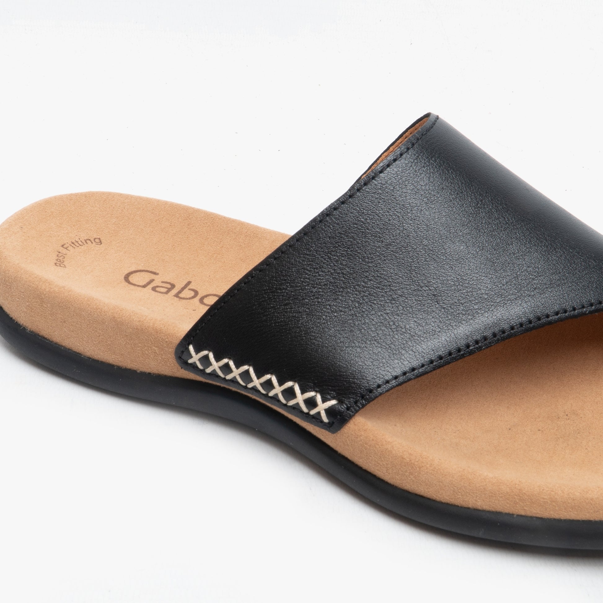 LANZAROTE Womens Leather Mule Sandals Black