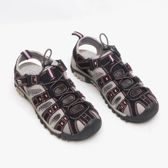 PDQ SASHA Womens Toggle & Velcro Summer Trail Sandals Black/Pink