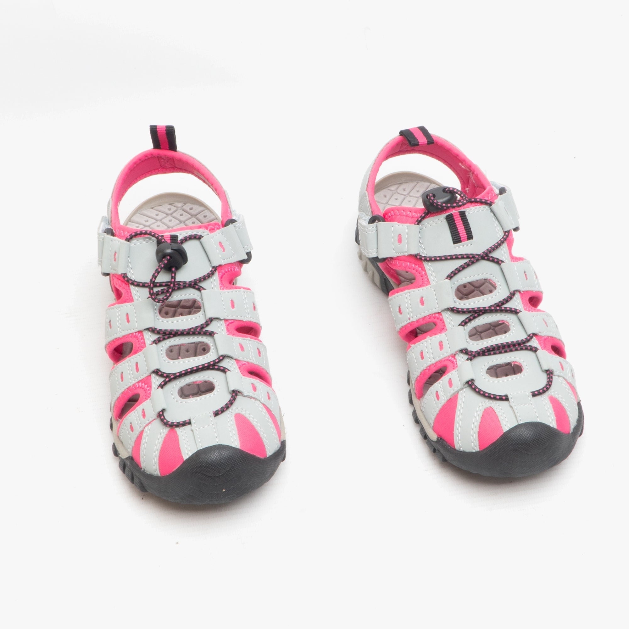 PDQ SASHA Womens Toggle & Velcro Summer Trail Sandals Grey/Fuchsia