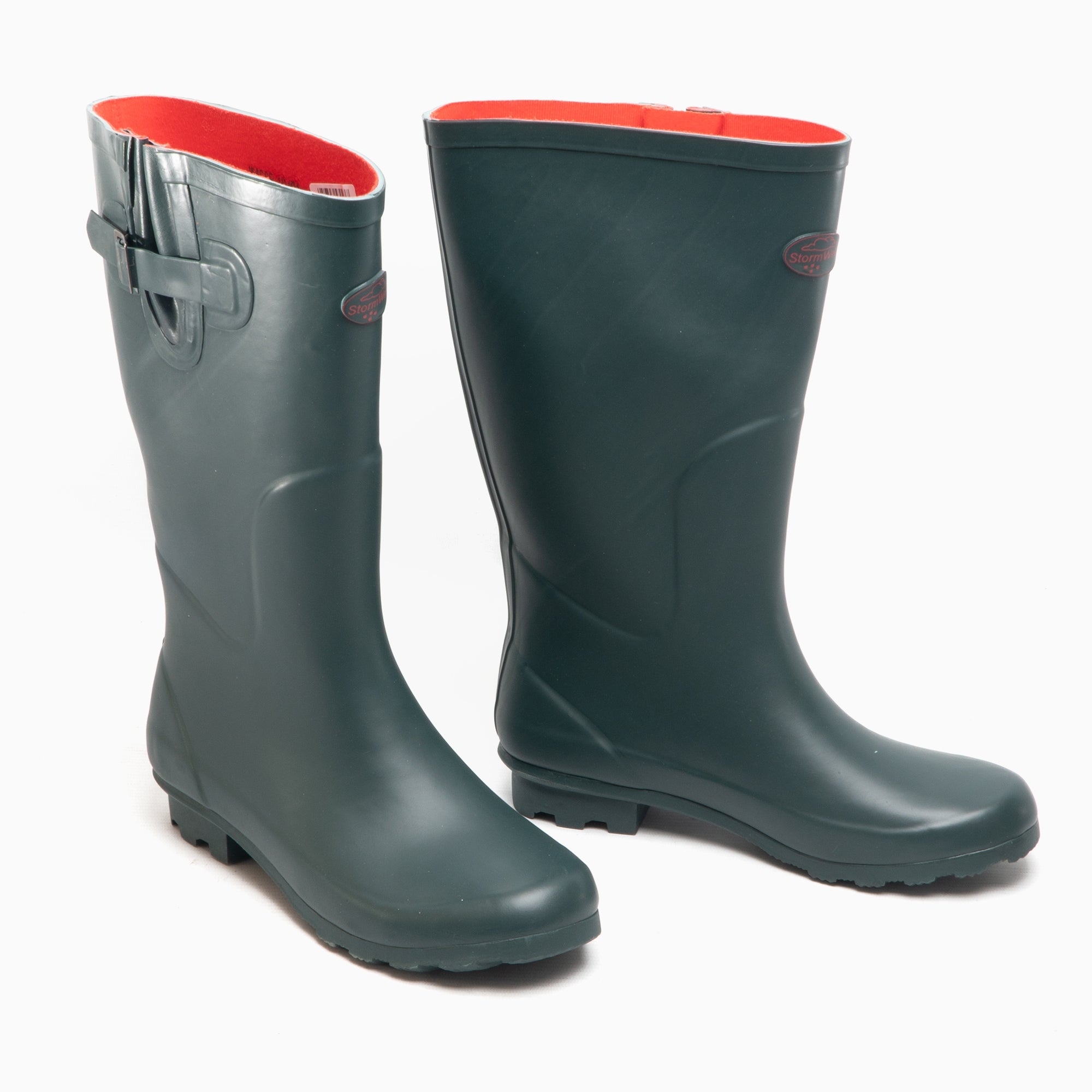 Stormwells WILLOW Womens Rubber Wellington Boots Green/Red