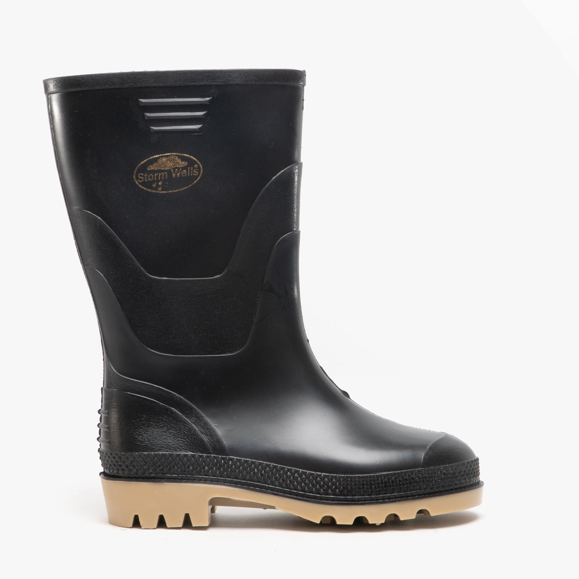Stormwells SPLASH Kids Junior PVC Wellington Boots Black