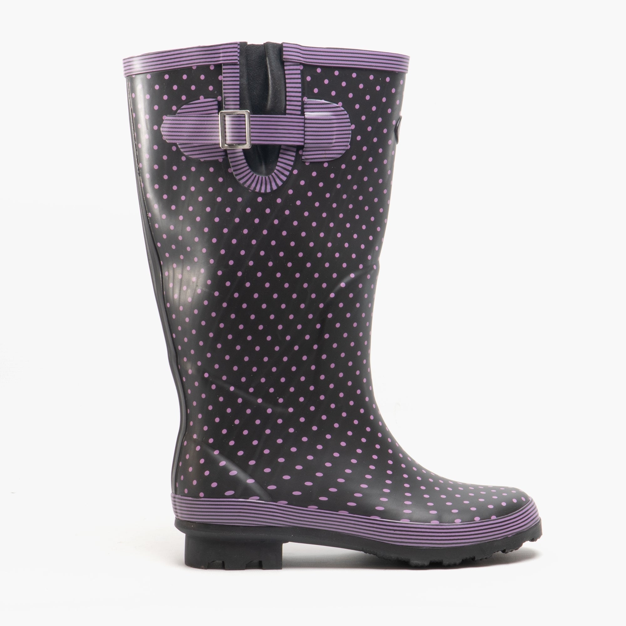 Stormwells WEAMELL Womens Wellington Boots Mauve Polka Dot/Navy