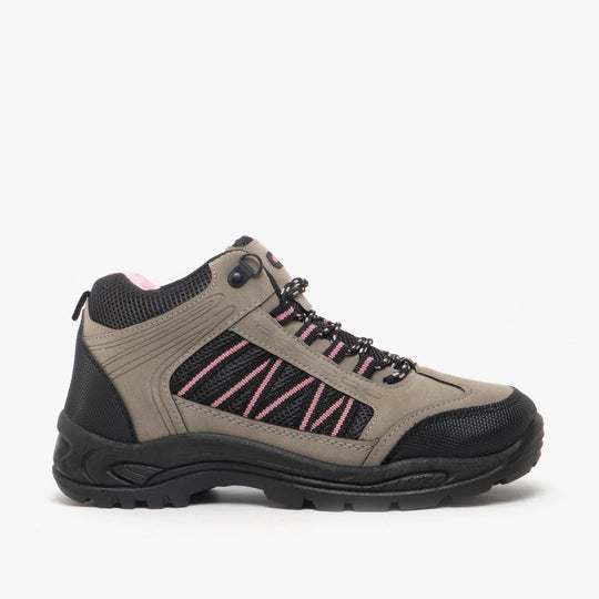 DEK GRASSMERE Womens Scuff Cap Trek Ankle Boots Grey/Pink