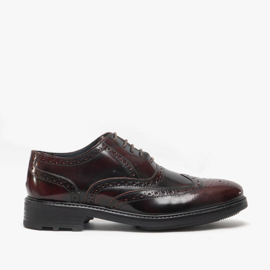 Roamers SILAS Mens Brogue Oxford Shoes Oxblood Hi-Shine