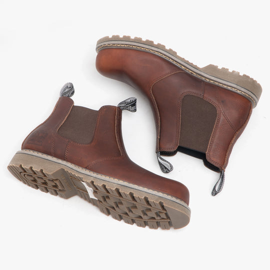 Woodland GABE Mens Leather Twin Gusset Chelsea Boots Dark Brown
