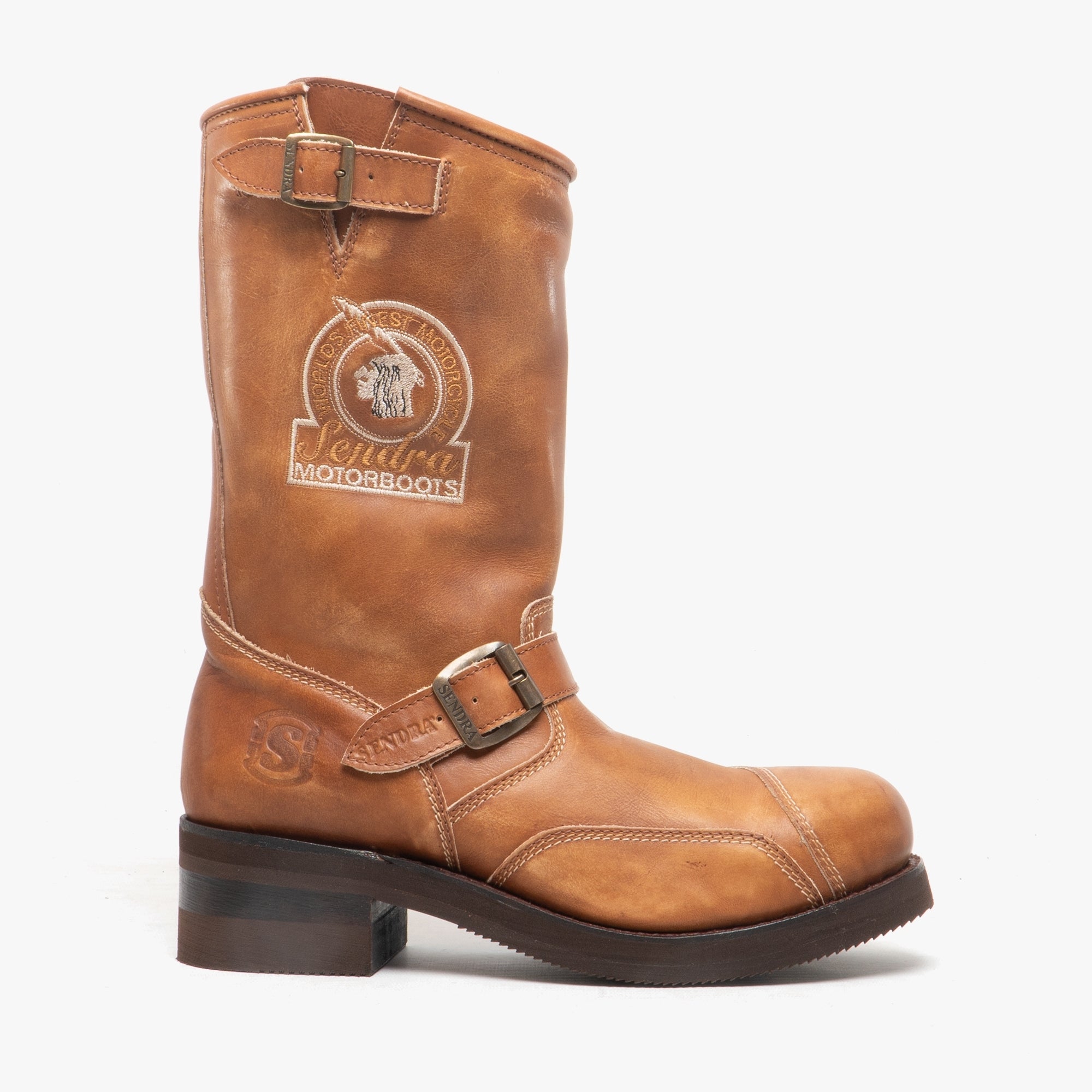Sendra 3565 Mens Leather Buckle Biker Boots Tan