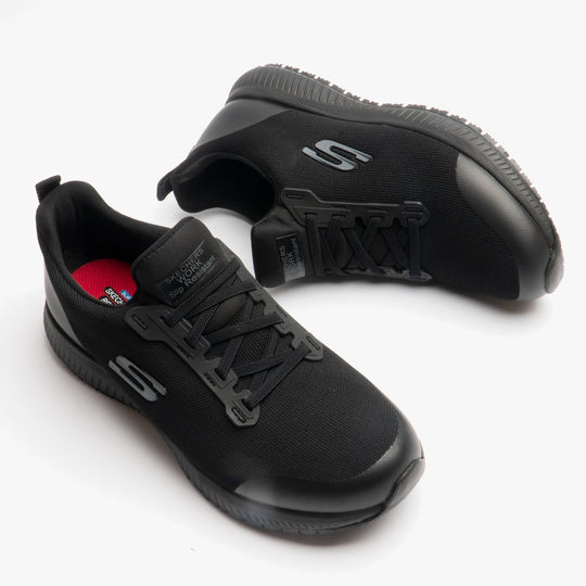 Skechers Work 77222WEC Squad SR Womens (Wide) Slip Resistant Work Trainers Black