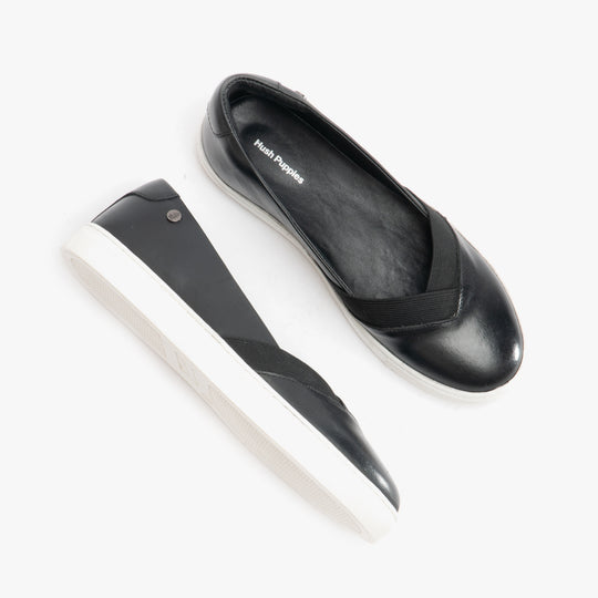 Hush Puppies TIFFANY Womens Leather Slip On Pumps Black/White