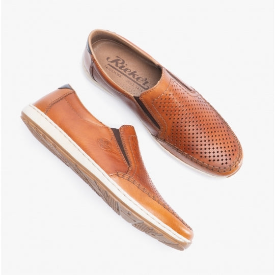 Rieker 08868 Mens Slip-On Shoes Tan