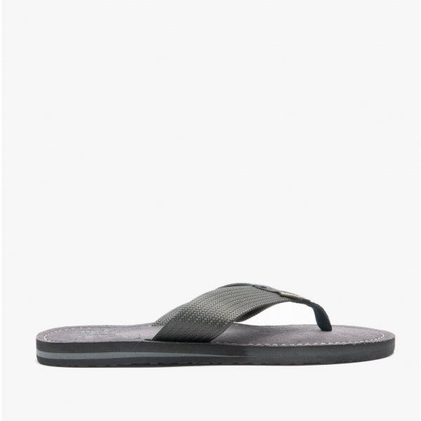 Barbour TOEMAN Mens Flip Flops Black side view showcasing lightweight design and slip-on comfort.