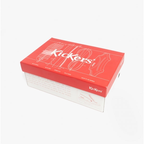 Kickers 114863 FRAGMA STRAP Boys School Shoes Black box packaging in red design, showing brand logo on top.