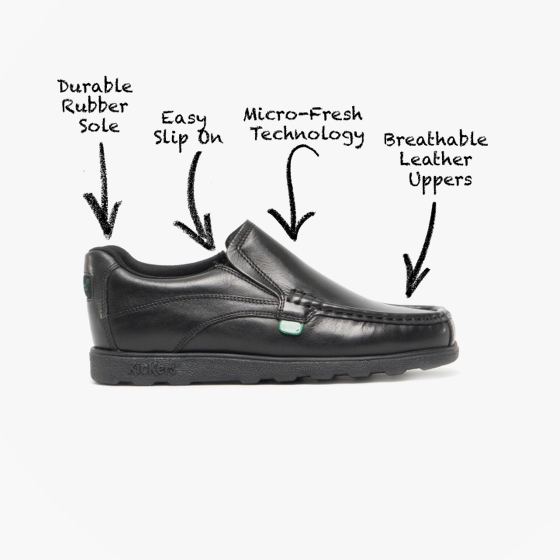 Kickers 114239 FRAGMA SLIP Boys School Shoes Black