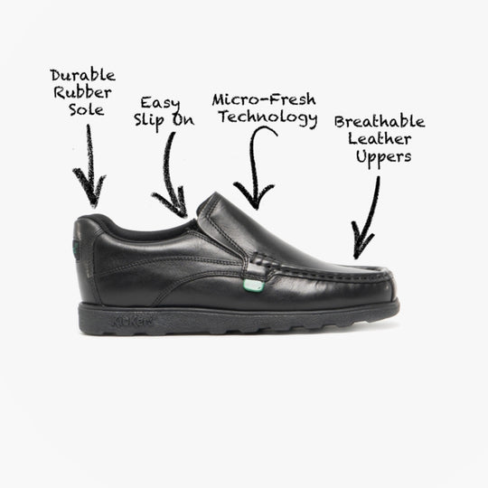 Kickers 114239 FRAGMA SLIP Boys School Shoes Black