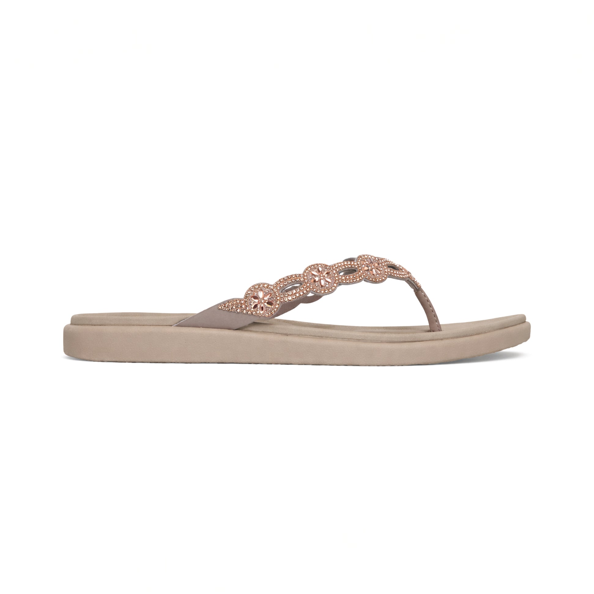 Skechers MEDITATION LUXE - DAZZLING FO Womens Toe-Post Sandals Taupe