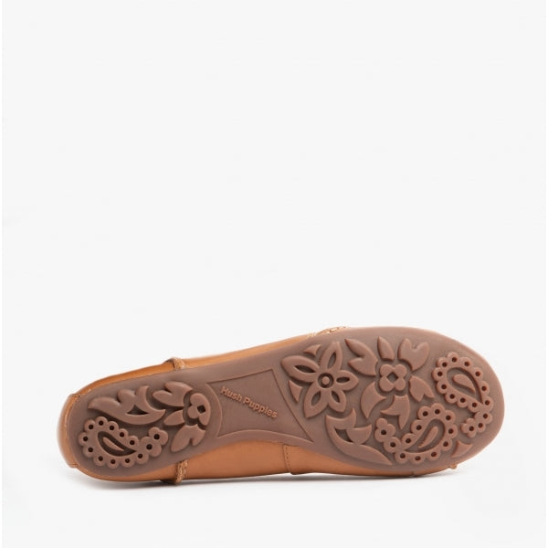 Hush Puppies JANESSA Womens Leather Casual Shoes Tan