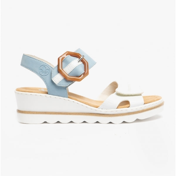 Rieker 67476-10 Womens Sandals White/Blue