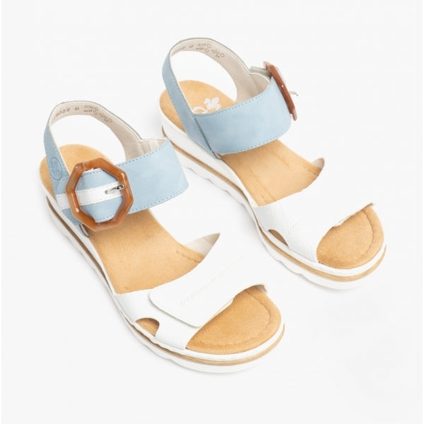 Rieker 67476-10 Womens Sandals White/Blue
