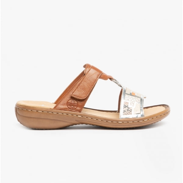 Rieker 608P4-90 Womens Sandals Tan Multi