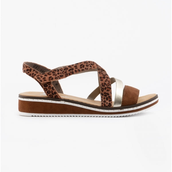 Rieker V3663-24 Womens Sandals Brown Combi