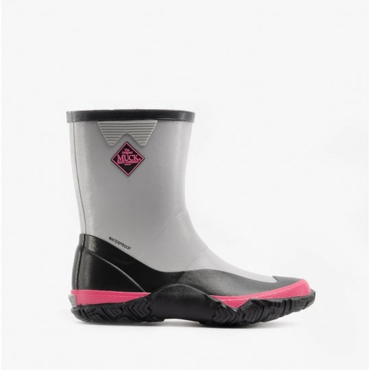 Muck Boots FORAGER KIDS Rubber Wellington Boots Grey/Pink