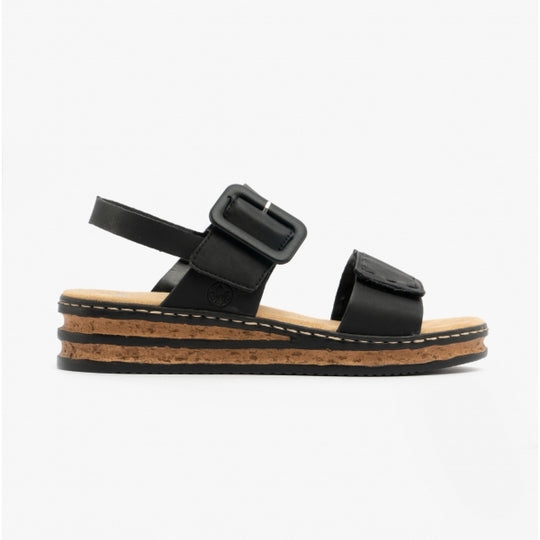 Rieker 62950 Womens Wedge Sandals Black
