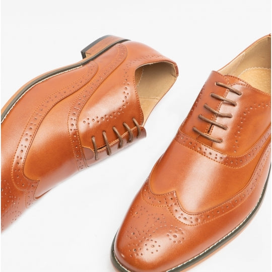 Goor TOMMY Mens Brogue Oxford Shoes Tan