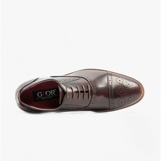 Goor ISAAC Mens Brogue Oxford Shoes Oxblood